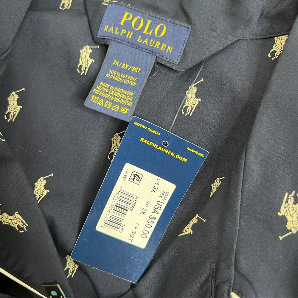 Polo Ralph Lauren Signature Pony Pajama Shirt Blue Size 3X NWT